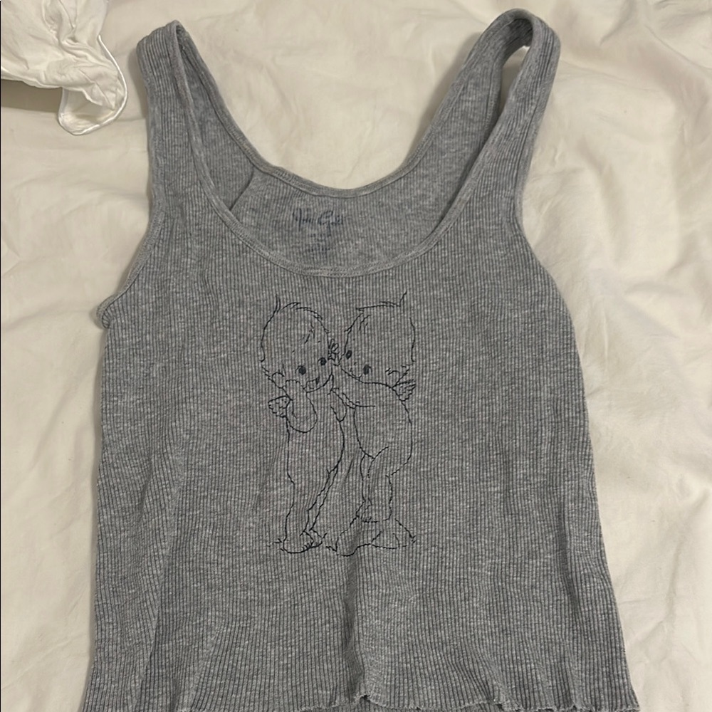 Brandy Melville Gray Fitted Sleeveless Tank Top